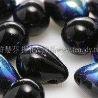 6X8mm捷克水滴形珠-炫彩黑玉色-20個
