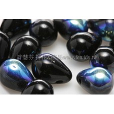 6X8mm捷克水滴形珠-炫彩黑玉色-20個