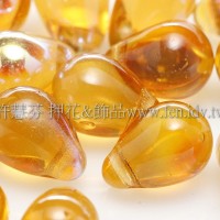 6X8mm捷克水滴形珠-琥珀色水晶珠光色-20個