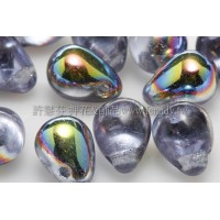 6X8mm捷克水滴形珠-愛麗絲藍水晶珠光色-20個