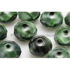 捷克車輪珠6x9mm貓眼閃光孔雀石綠-黑混合色-6個