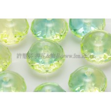 捷克車輪珠6x9mm亮檸檬綠-天藍漸層混合色-6個