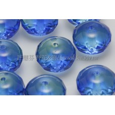 捷克車輪珠6x9mm草綠-藍寶石漸層混合色-6個