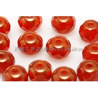 4X6mm捷克車輪珠-金色花帽-豔紅色-1包-10個