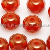 4X6mm捷克車輪珠-金色花帽-豔紅色-1包-10個