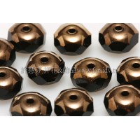 3X7mm捷克車輪珠-金色花帽-黑玉色-10個