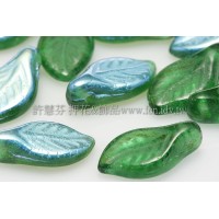 5X10mm捷克楔形葉珠-炫彩翡翠綠-20個
