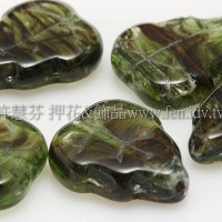 10x12mm捷克葡萄葉形珠-海綠水草紋-10個