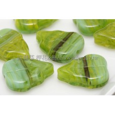 10x12mm捷克葡萄葉形珠-黃綠水草紋-10個