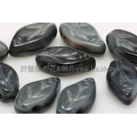 5x10mm捷克紫薇葉形珠-黑灰蛋白雙色-20個
