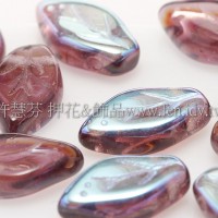 5x10mm捷克紫薇葉形珠-炫彩三色堇紫-20個