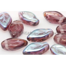 5x10mm捷克紫薇葉形珠-炫彩三色堇紫-20個