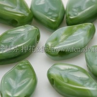 5x10mm捷克紫薇葉形珠-深色翡翠綠-20個