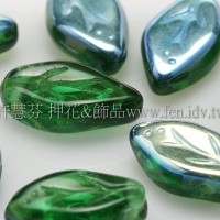 5x10mm捷克紫薇葉形珠-炫彩翡翠綠-20個