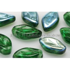 5x10mm捷克紫薇葉形珠-炫彩翡翠綠-20個