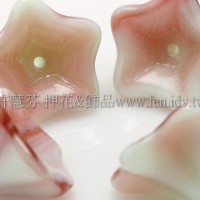 捷克花形大喇叭珠8x13mm豆沙紅-青瓷綠混合-10個