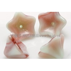 捷克花形大喇叭珠8x13mm豆沙紅-青瓷綠混合-10個