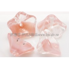 捷克花形大喇叭珠8x13mm透明水晶-水蜜桃紅混合-10個