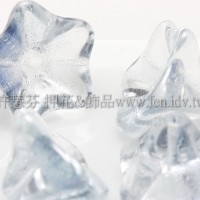 捷克花形大喇叭珠8x13mm透明水晶-岩石藍混合-10個