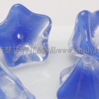 捷克花形大喇叭珠8x13mm透明水晶-皇室藍混合-10個