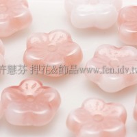 捷克梅花珠3x8mm水蜜桃紅x牛奶白漸層混合色-20個