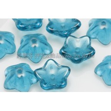 捷克花形小喇叭珠10mm水鴨藍綠-10個