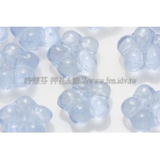 捷克五瓣花朵珠7mm亮天藍色-20個