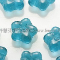 捷克五瓣花朵珠7mm水鴨藍綠色-20個