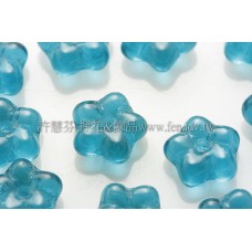 捷克五瓣花朵珠7mm水鴨藍綠色-20個