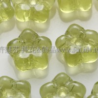 捷克五瓣花朵珠7mm明綠色-20個