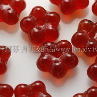 捷克五瓣花朵珠7mm泰國紅寶石紅-20個