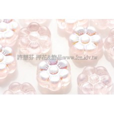 捷克六瓣花朵珠4x8mm閃亮珠光玫瑰淡粉色-20個