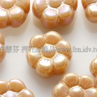 捷克六瓣花朵珠4x8mm珠光褐金色-20個
