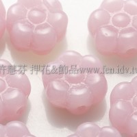捷克六瓣花朵珠4x8mm柔嫩粉白玫瑰色-20個