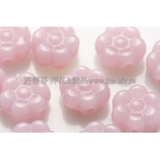 捷克六瓣花朵珠4x8mm柔嫩粉白玫瑰色-20個
