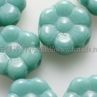 捷克六瓣花朵珠4x8mm青瓷藍綠色-20個