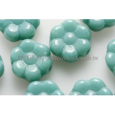 捷克六瓣花朵珠4x8mm青瓷藍綠色-20個