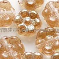 捷克六瓣花朵珠4x8mm珠光蜂蜜黃-20個