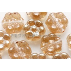 捷克六瓣花朵珠4x8mm珠光蜂蜜黃-20個