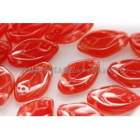 7x12mm捷克紫薇葉形珠-漸層西瓜紅-20個