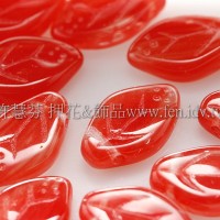 7x12mm捷克紫薇葉形珠-漸層西瓜紅-20個