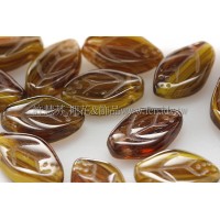 7x12mm捷克紫薇葉形珠-海帶水草綠-20個