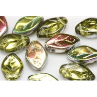 7x12mm捷克紫薇葉形珠-炫光明綠色-20個