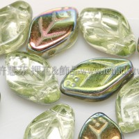 7x12mm捷克紫薇葉形珠-七彩黃綠水仙色-20個