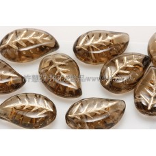 9x12mm捷克菩提葉形珠-金線咖啡色-20個