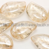 9x12mm捷克菩提葉形珠-珠光蜜橙色-20個