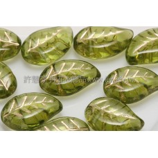 9x12mm捷克菩提葉形珠-金線草綠色-20個