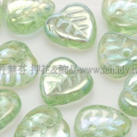 10X10mm捷克愛心葉形珠-淺檸檬綠-20個