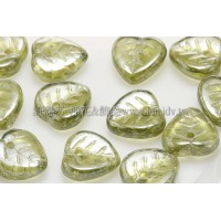 10X10mm捷克愛心葉形珠-珠光明綠色-20個