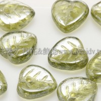 10X10mm捷克愛心葉形珠-珠光明綠色-20個